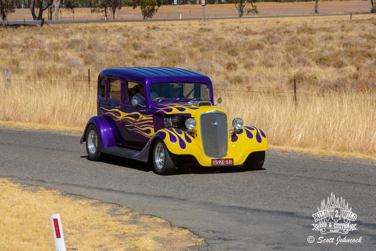 Custom hot rod at event